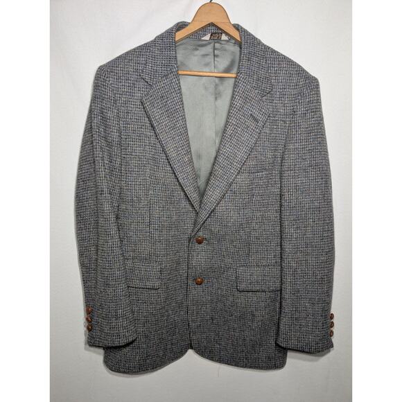 Blair Mens Harris Tweed Handwoven Pure Scottish Wool Blazer Sz M Sport Coat Gray - Picture 1 of 9
